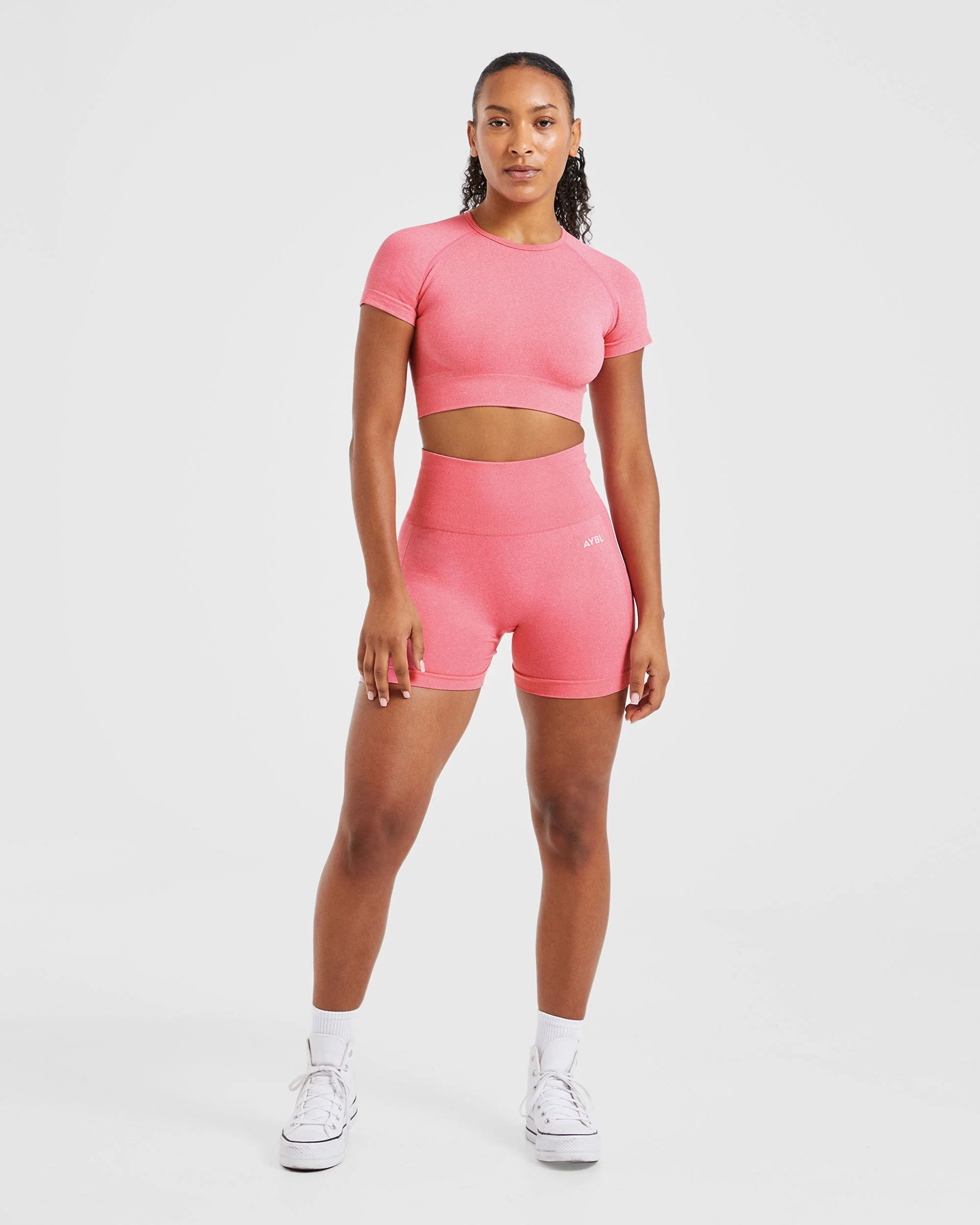 Empower Seamless Crop Top - Rose Marl - Image 3