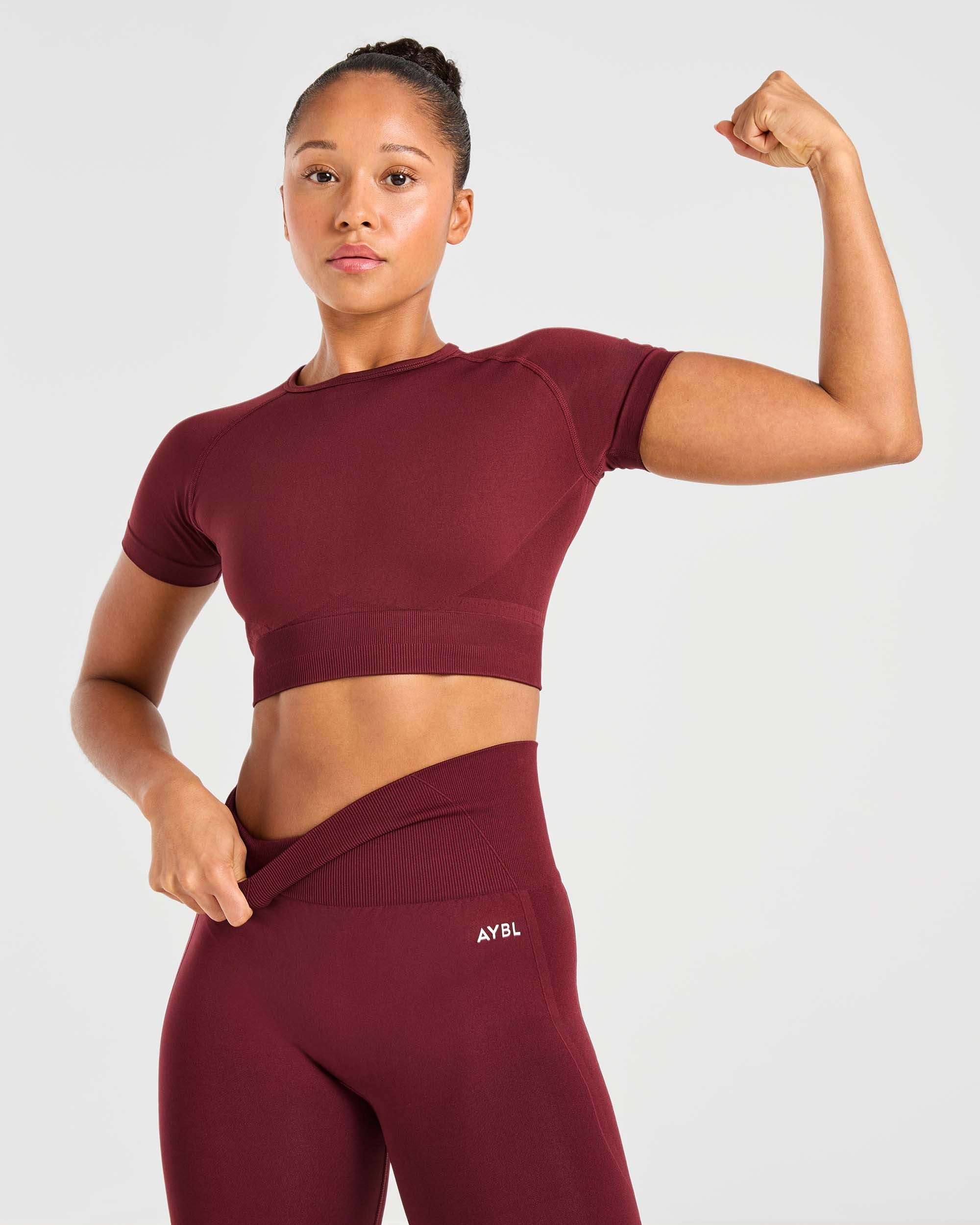 Empower Seamless Crop Top - Rouge Wine - Image 7