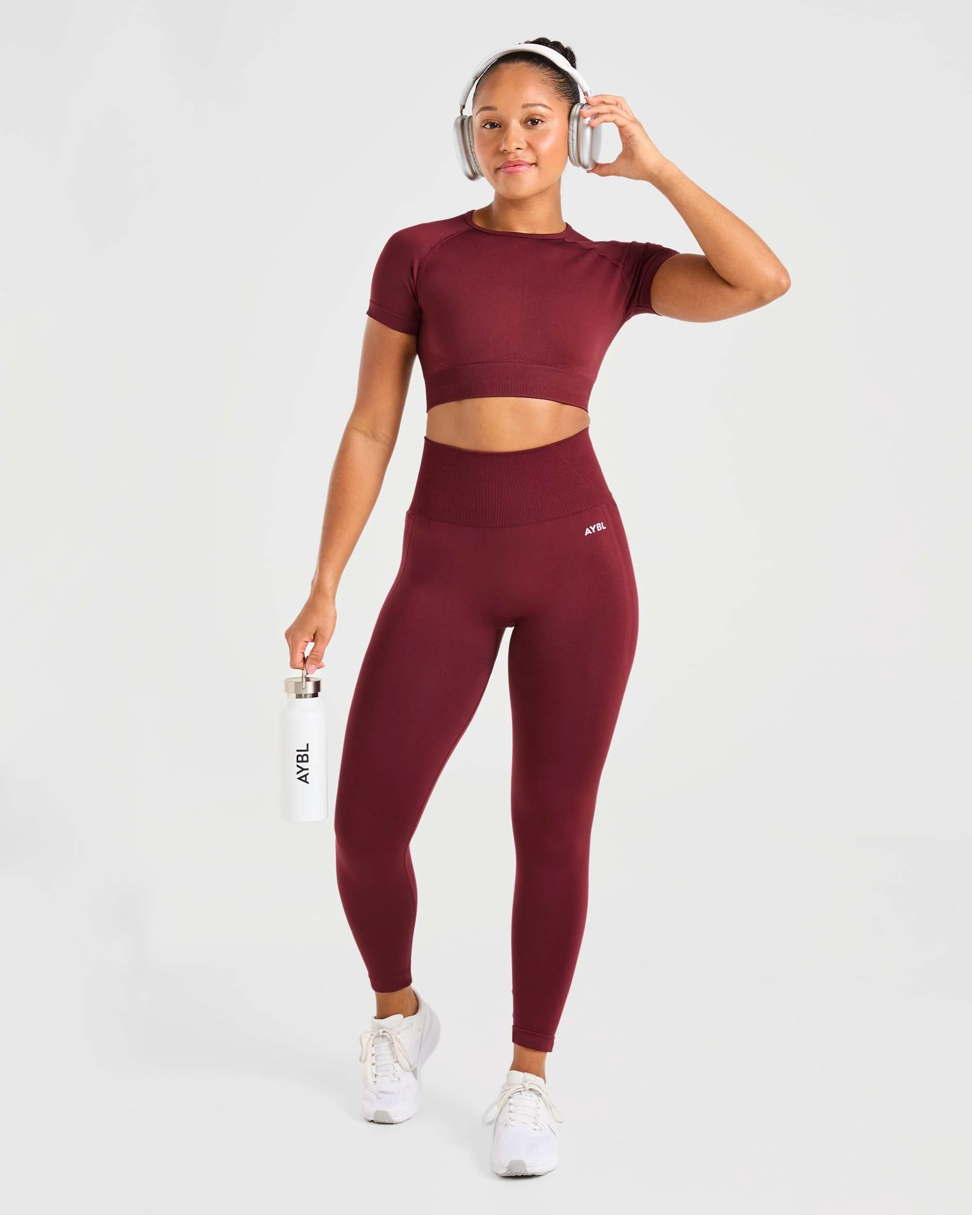 Empower Seamless Crop Top - Rouge Wine - Image 8