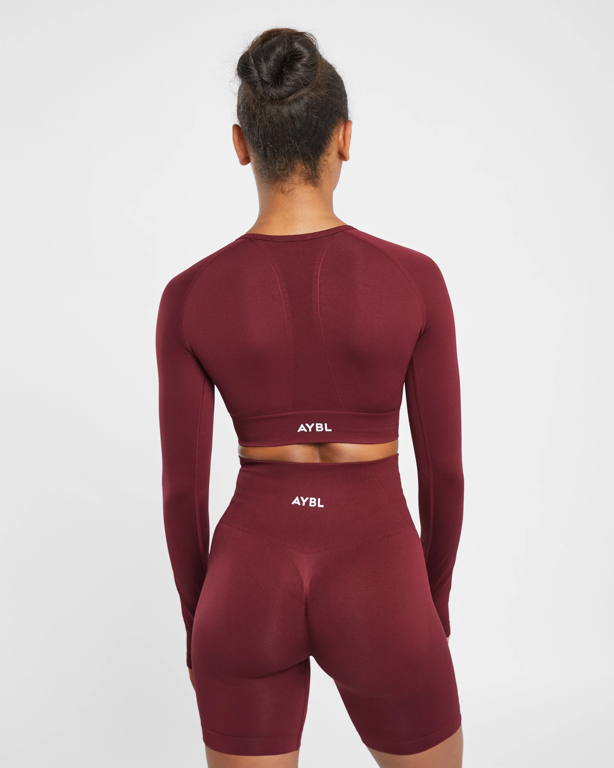 Empower Seamless Long Sleeve Crop Top - Rouge Wine - Image 10