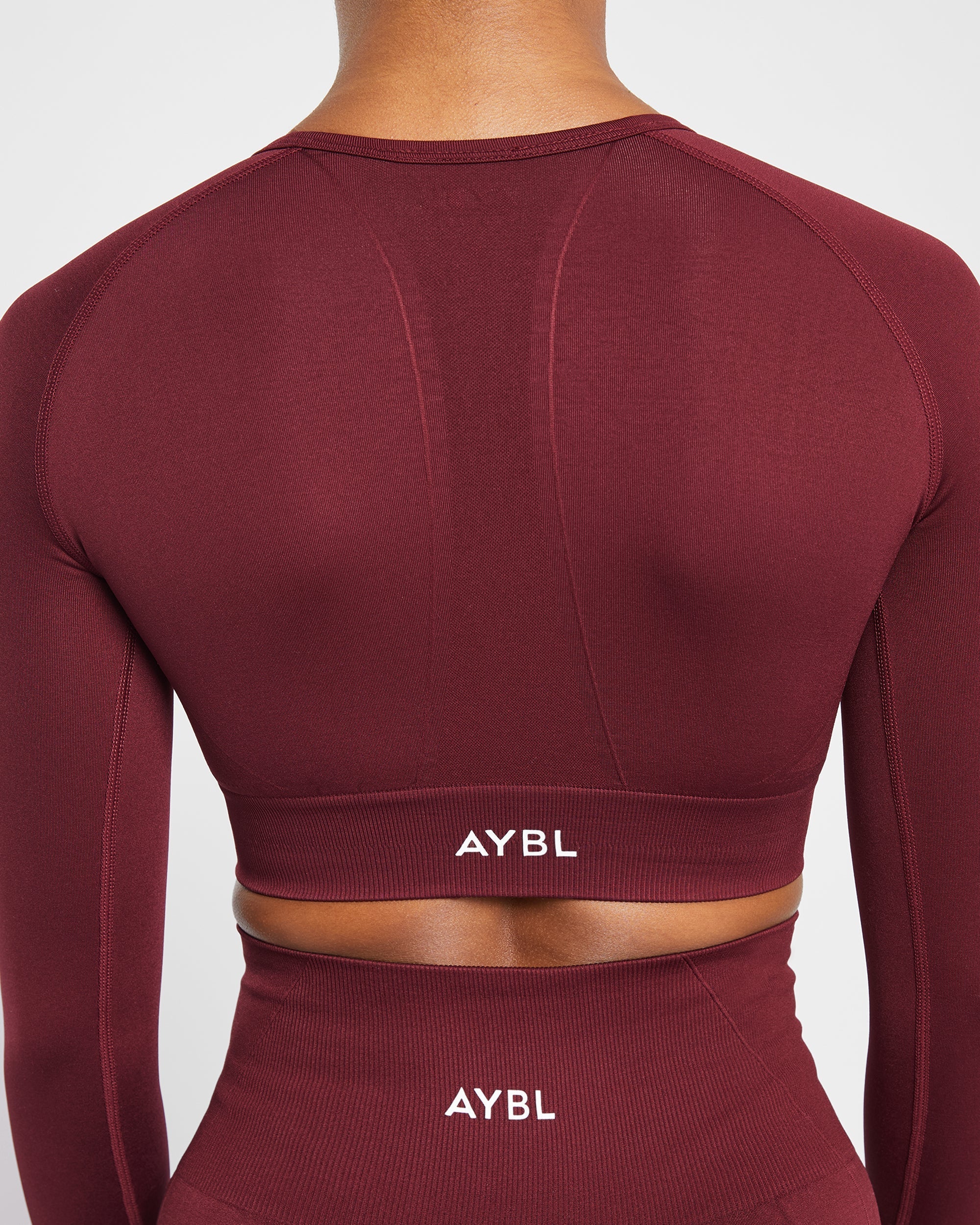 Empower Seamless Long Sleeve Crop Top - Rouge Wine - Image 12