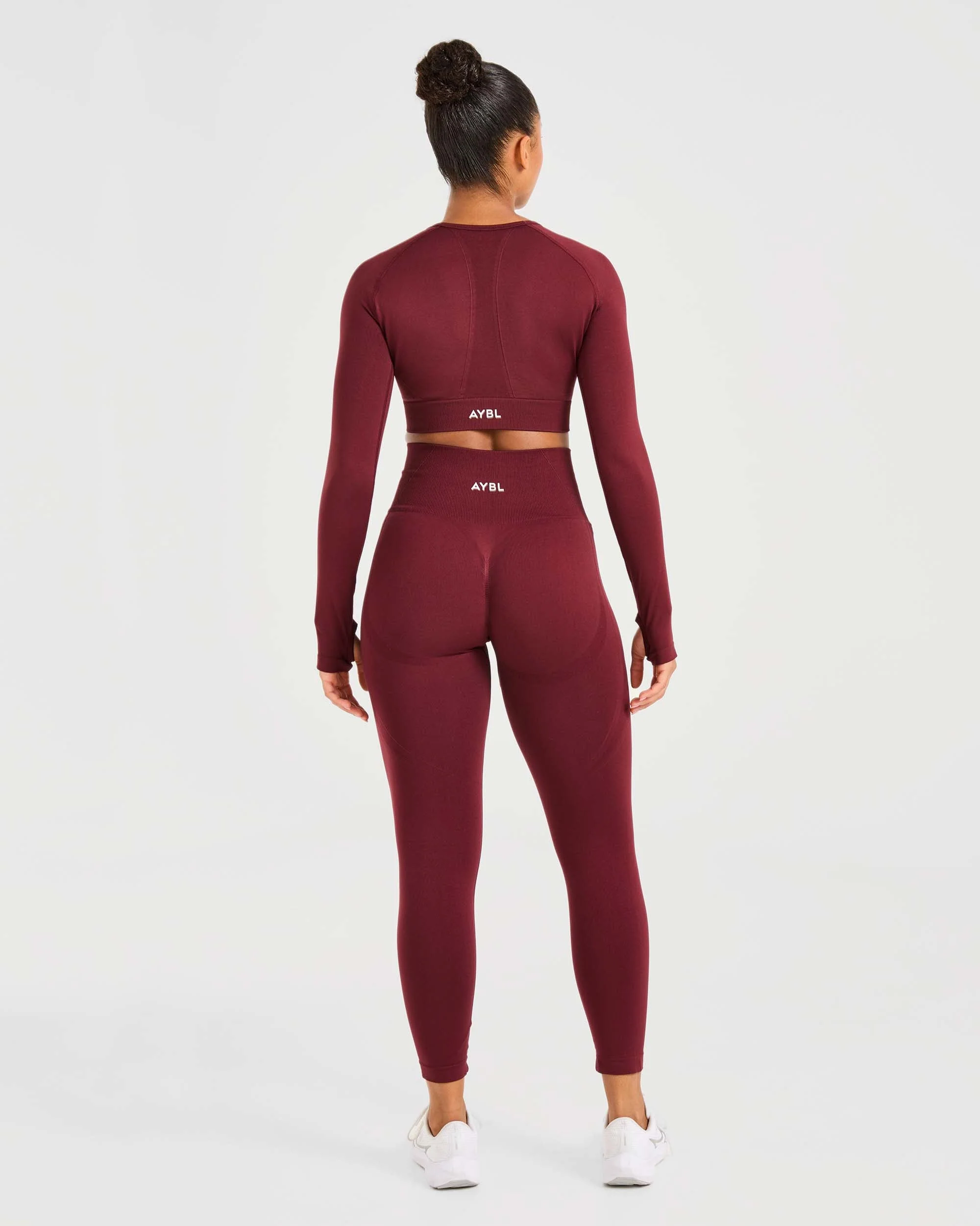Empower Seamless Long Sleeve Crop Top - Rouge Wine - Image 4