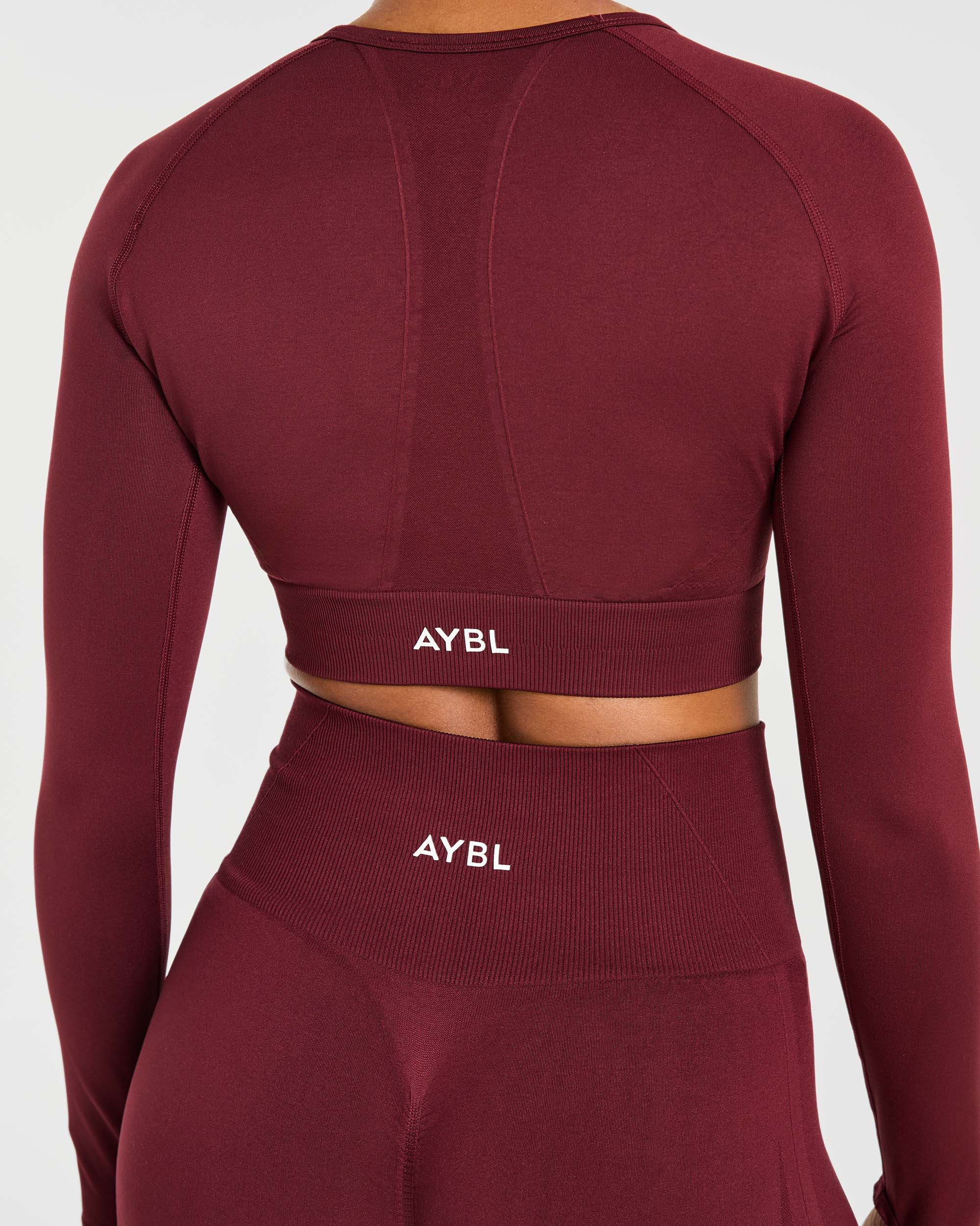 Empower Seamless Long Sleeve Crop Top - Rouge Wine - Image 5