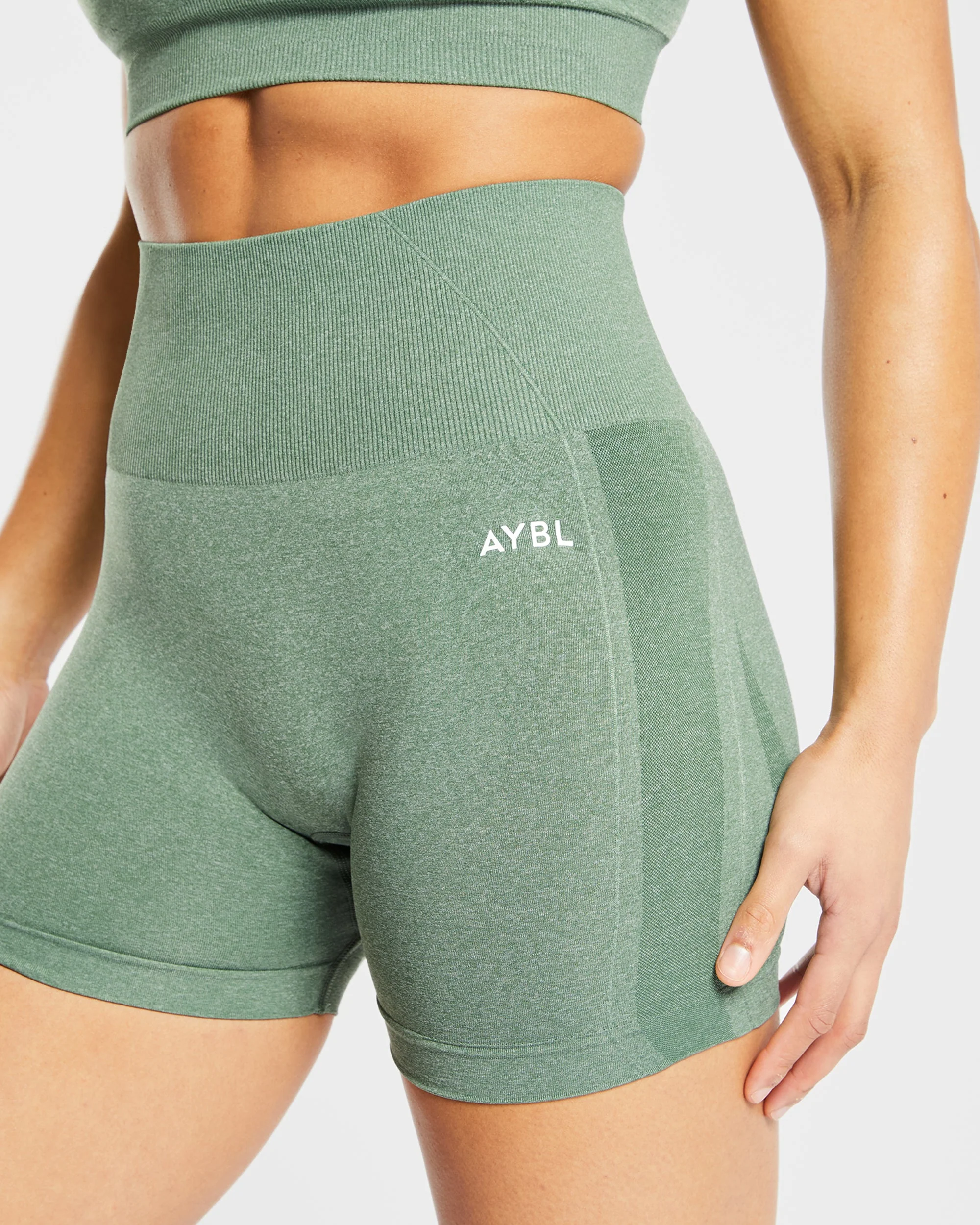 Empower Seamless Shorts - Olive Marl - Image 5