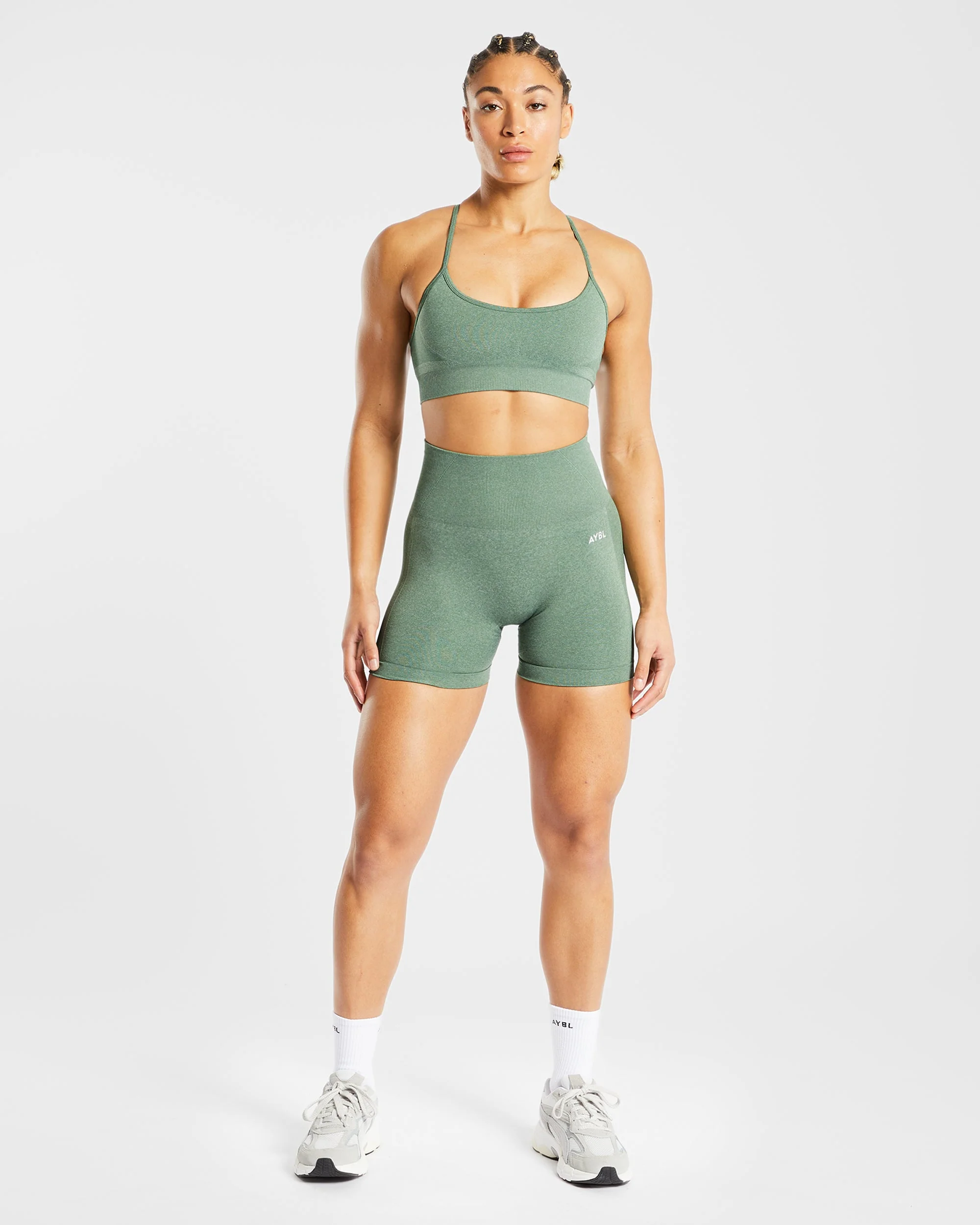 Empower Seamless Sports Bra - Olive Marl - Image 3