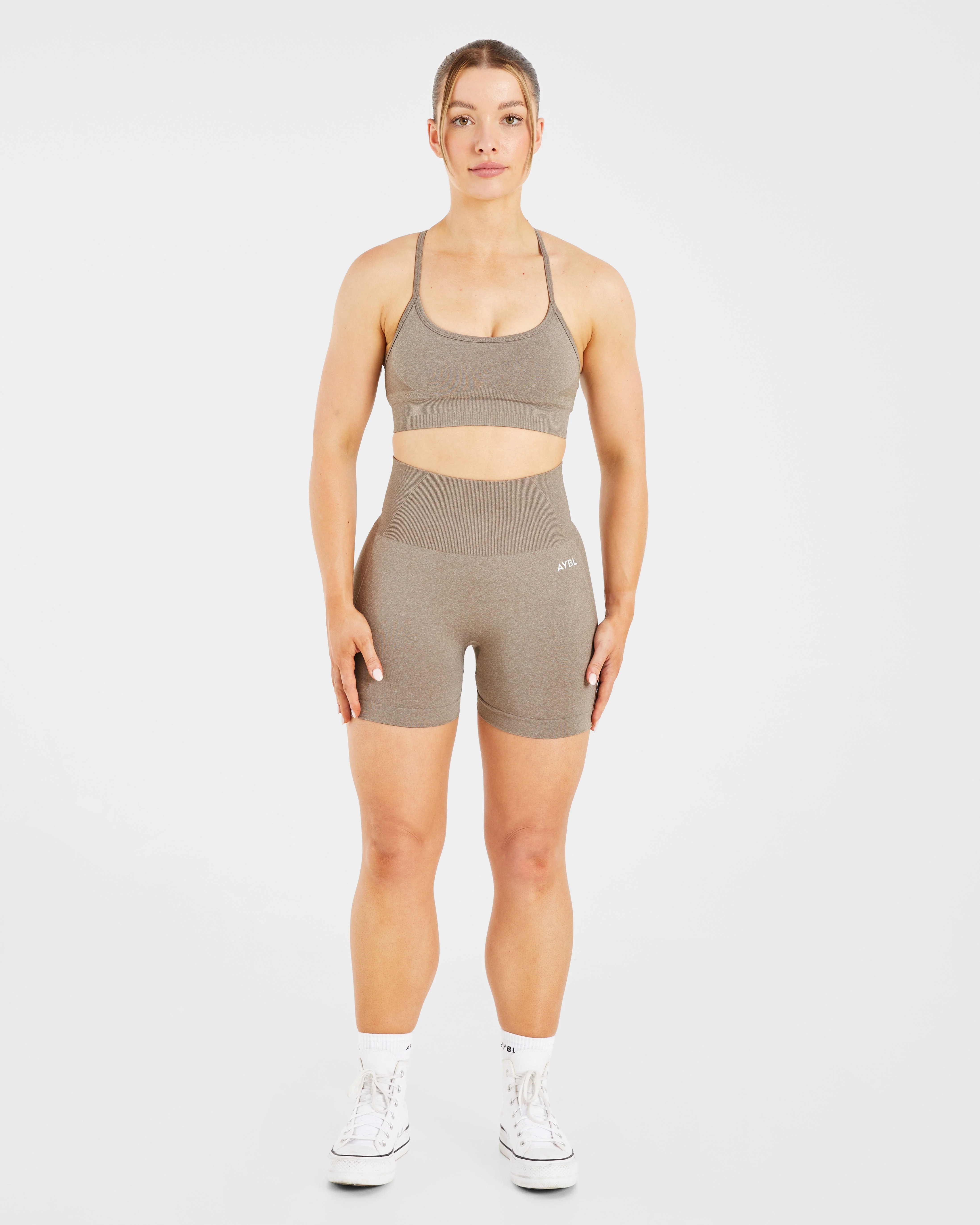 Empower Seamless Sports Bra - Taupe Marl - Image 3