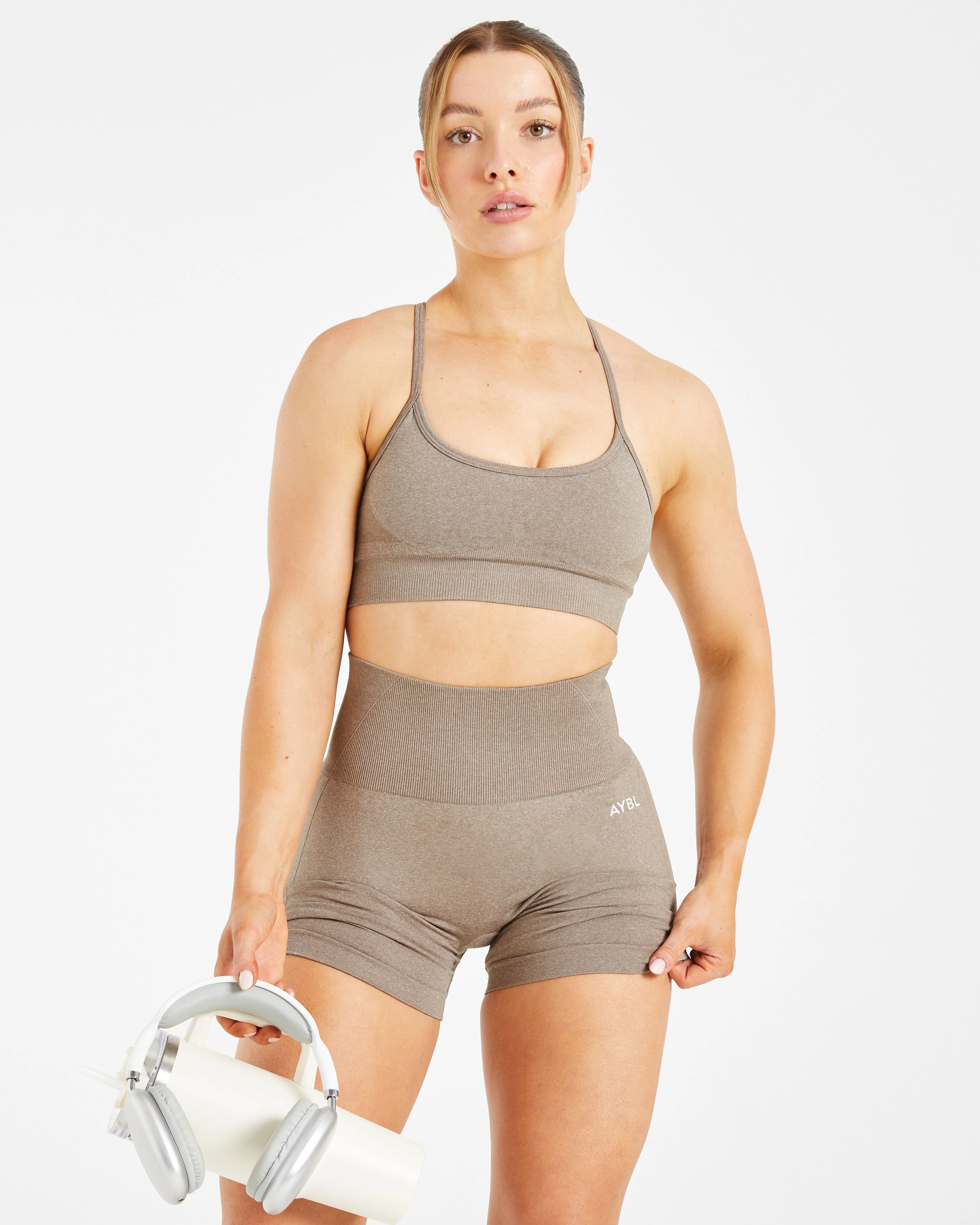 Empower Seamless Sports Bra - Taupe Marl - Image 8