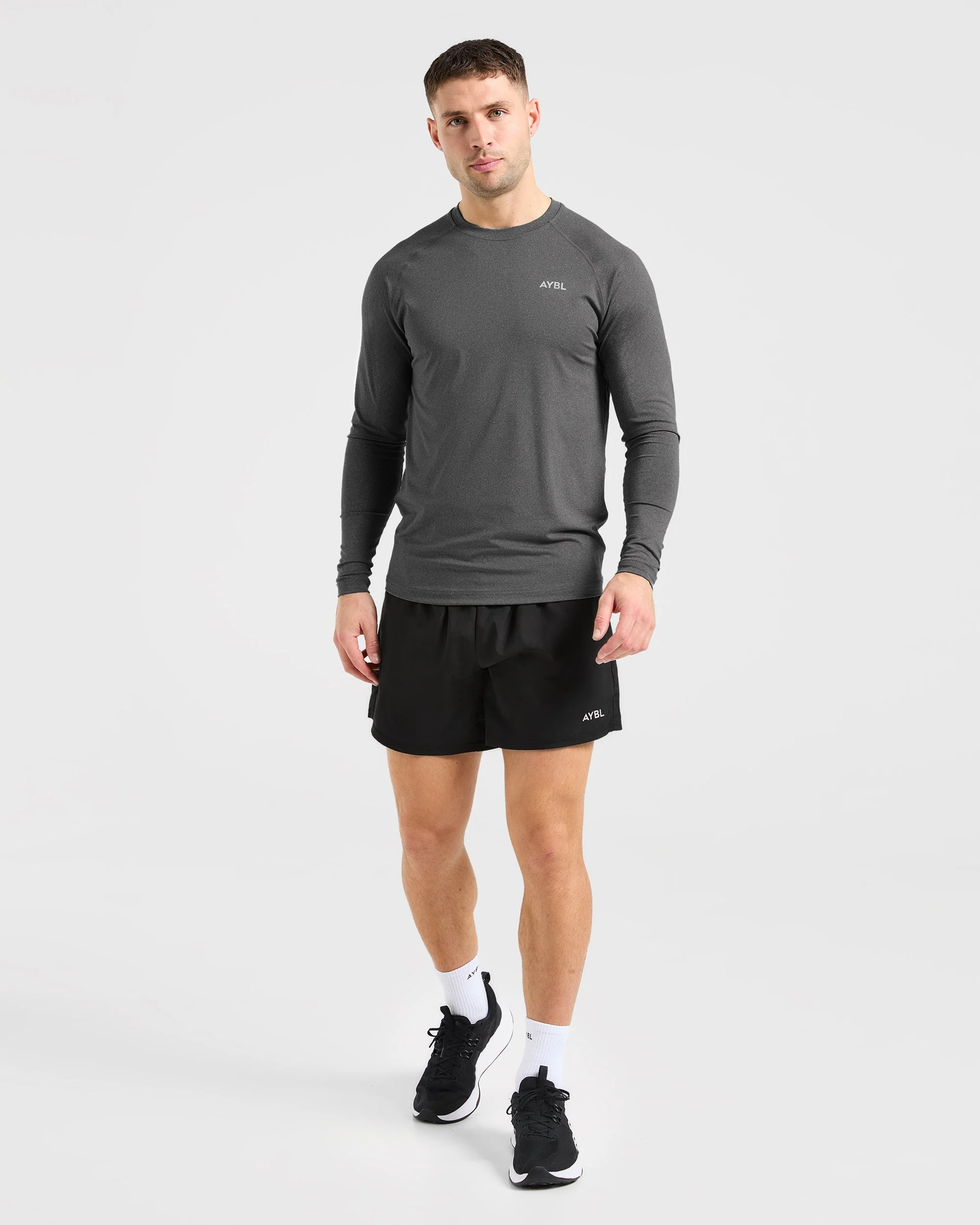 Essential Long Sleeve T Shirt - Gris Marl - Image 3