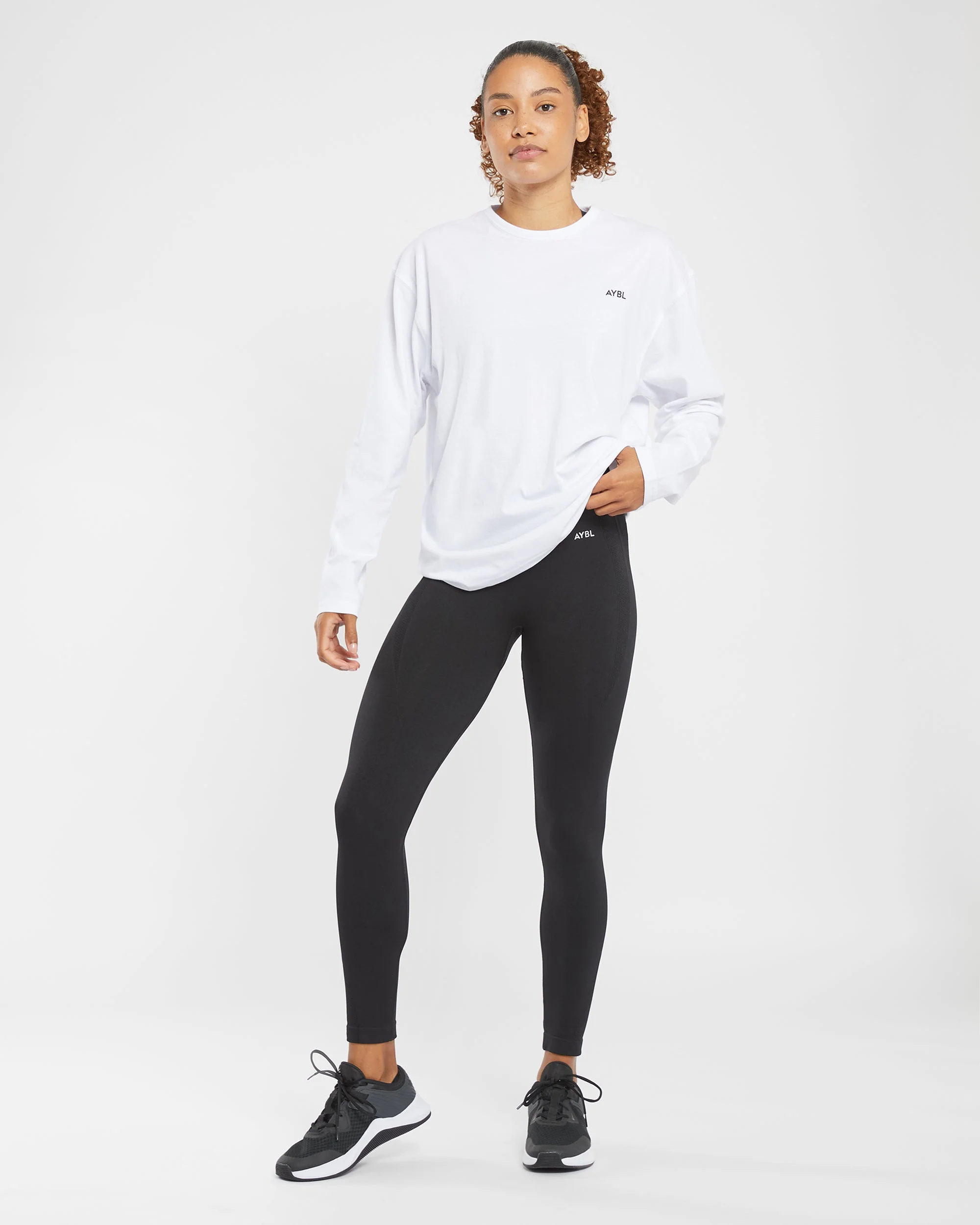 Essential Oversized Long Sleeve T Shirt - Blanc - Image 3