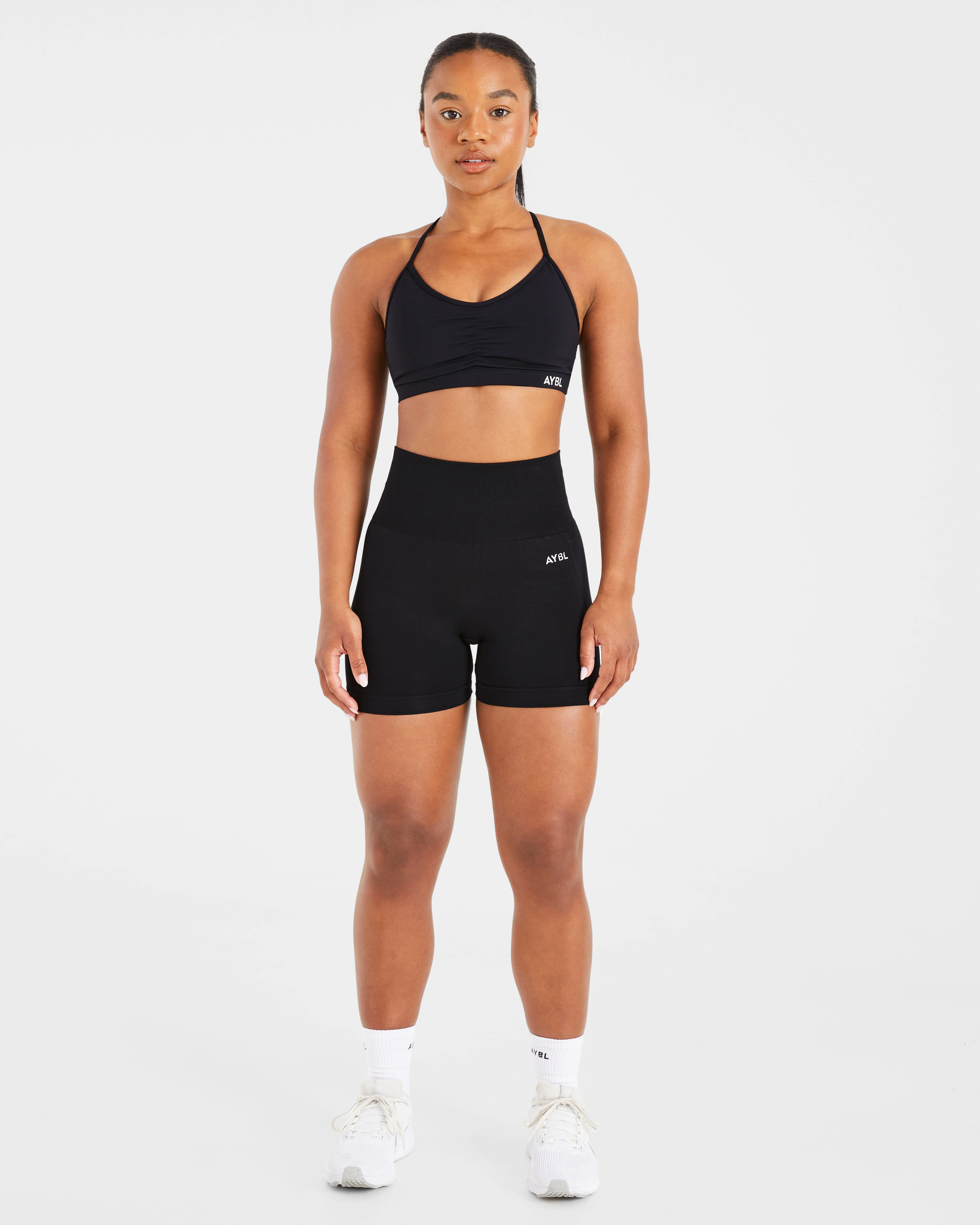 Essential Ruched Sports Bra - Noir - Image 3