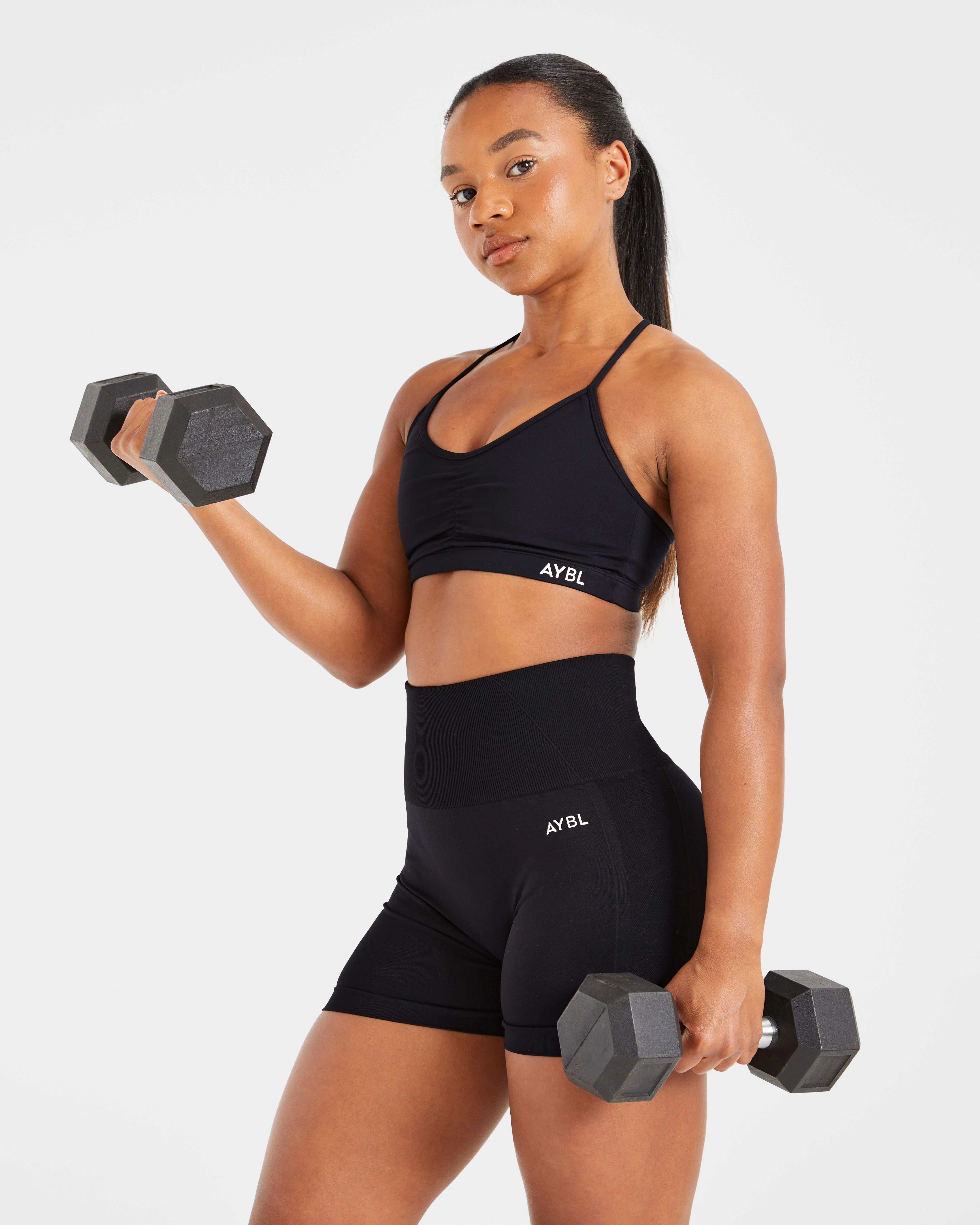 Essential Ruched Sports Bra - Noir - Image 7