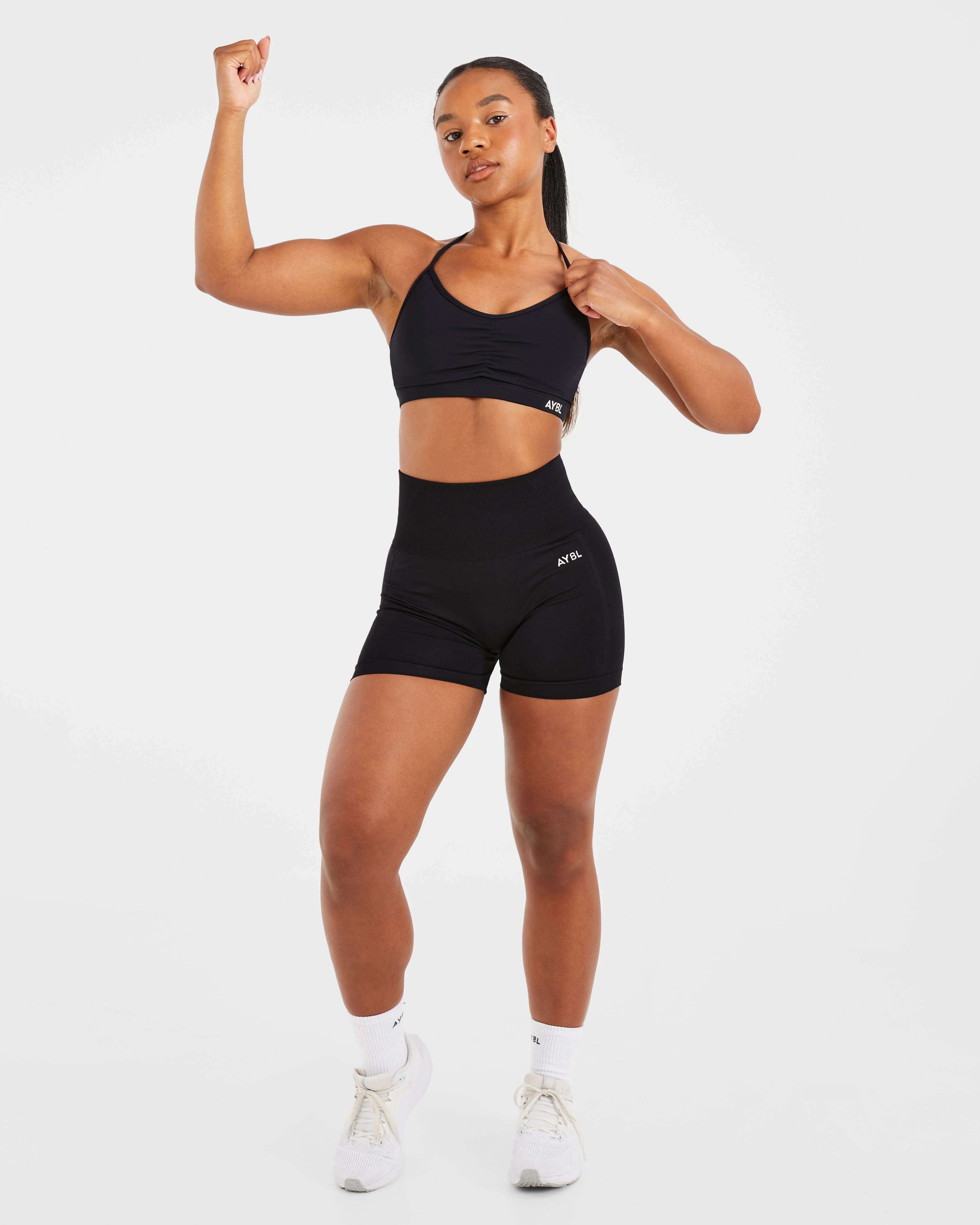 Essential Ruched Sports Bra - Noir - Image 8