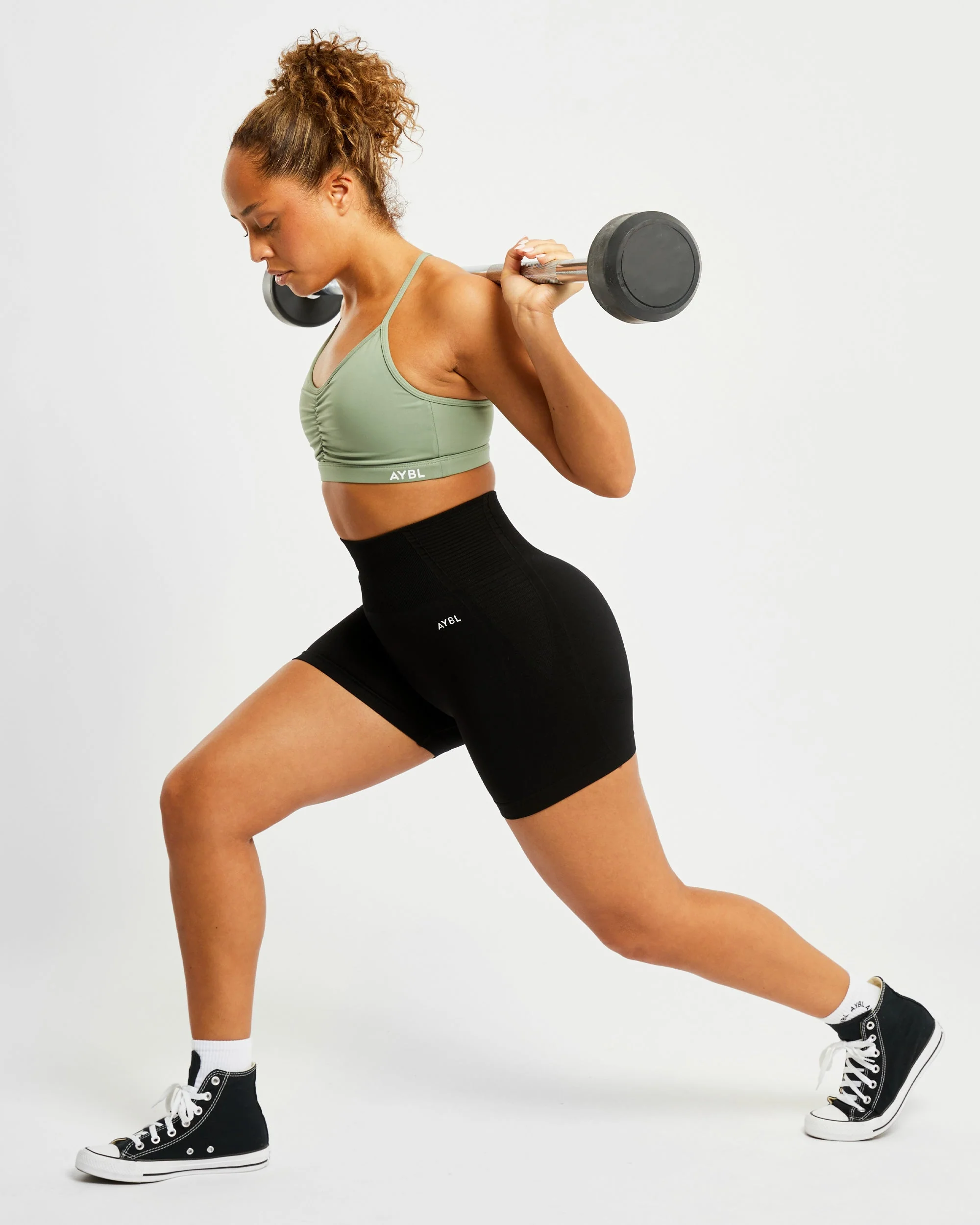 Essential Ruched Sports Bra - Olive Vert - Image 16