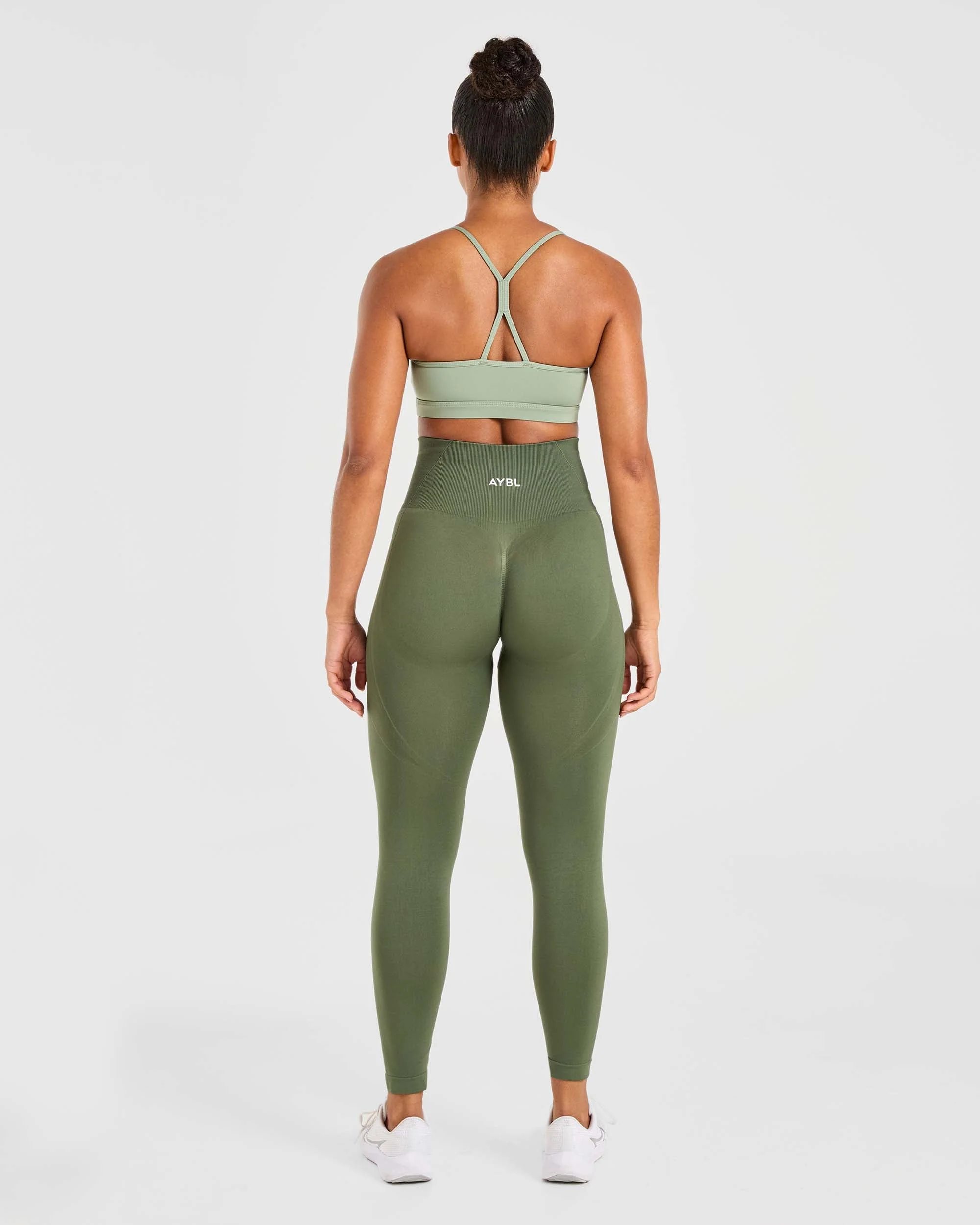Essential Ruched Sports Bra - Olive Vert - Image 4