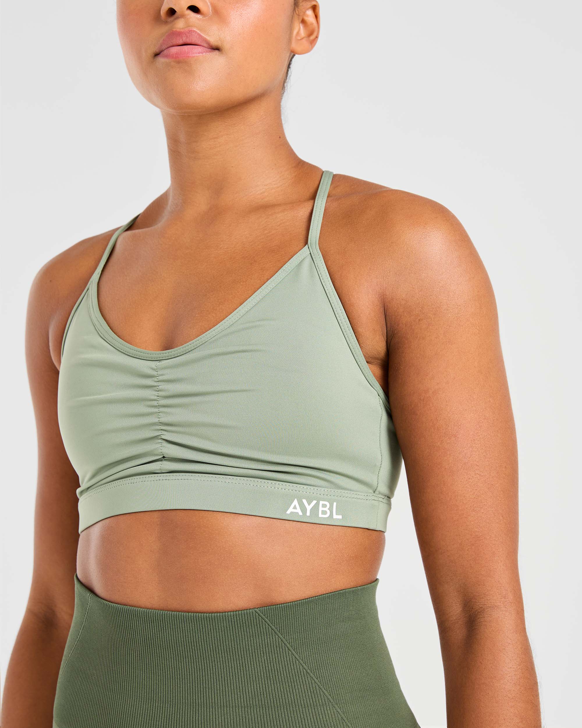 Essential Ruched Sports Bra - Olive Vert - Image 5