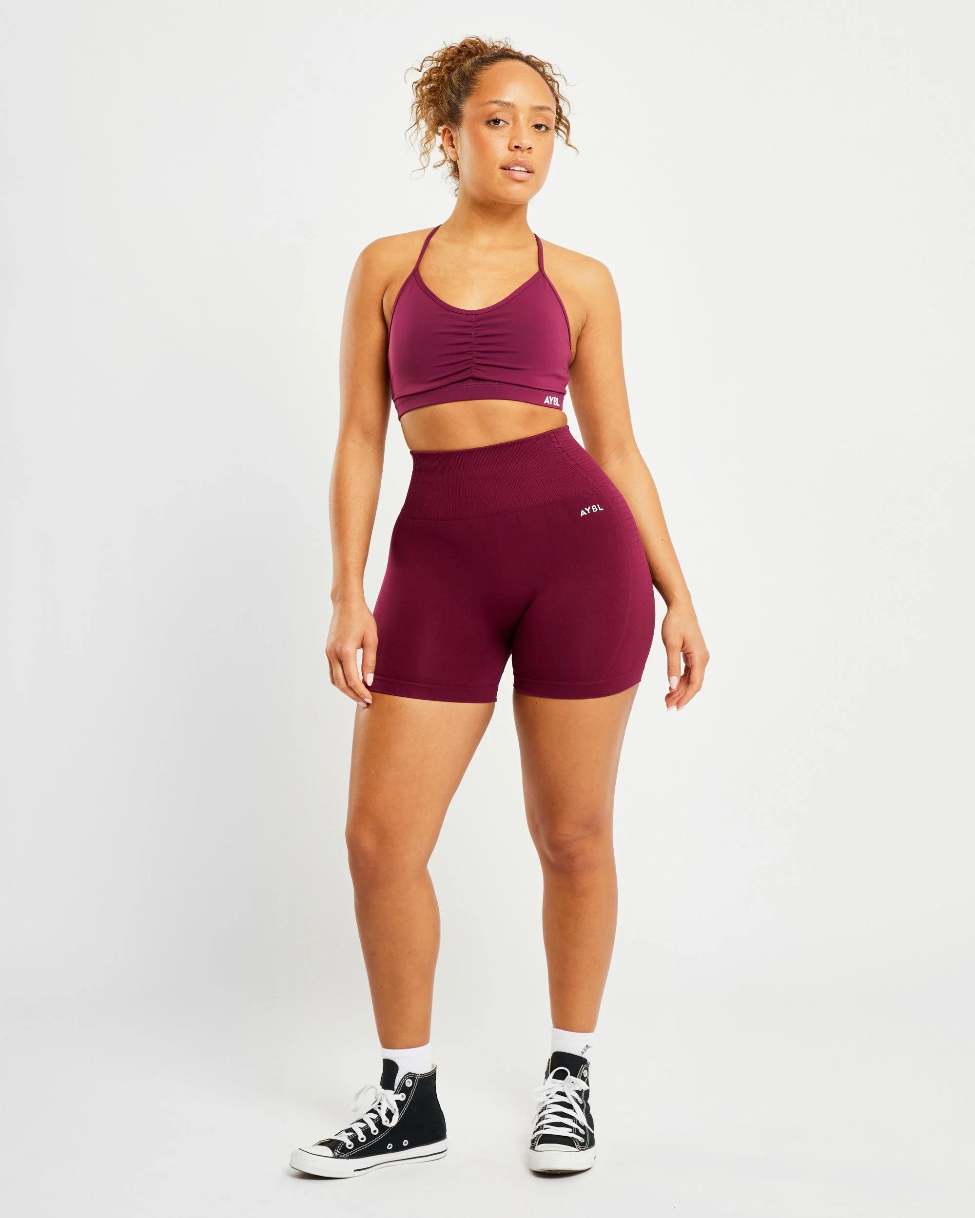 Essential Ruched Sports Bra - Violet Wine - Image 3
