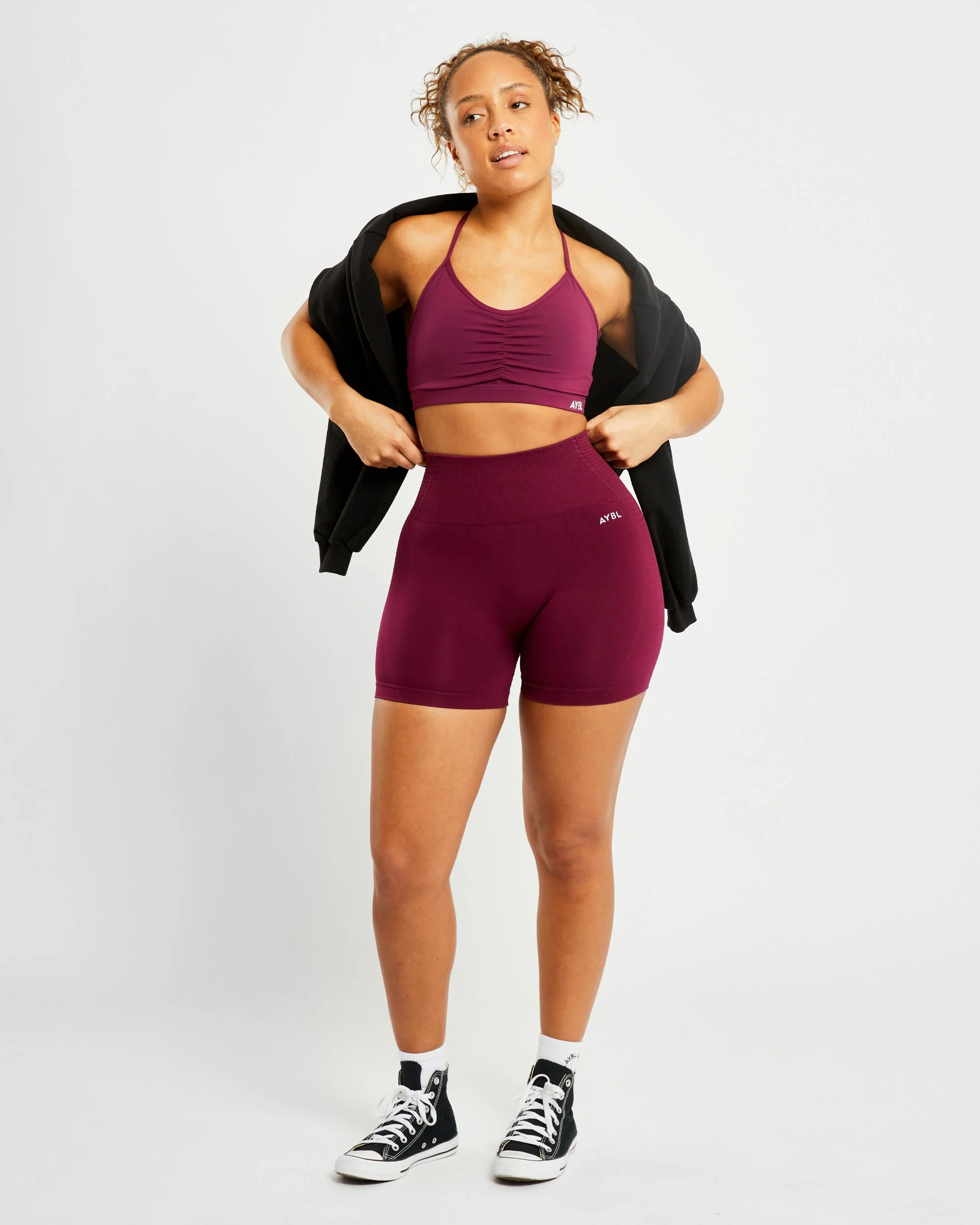Essential Ruched Sports Bra - Violet Wine - Image 7