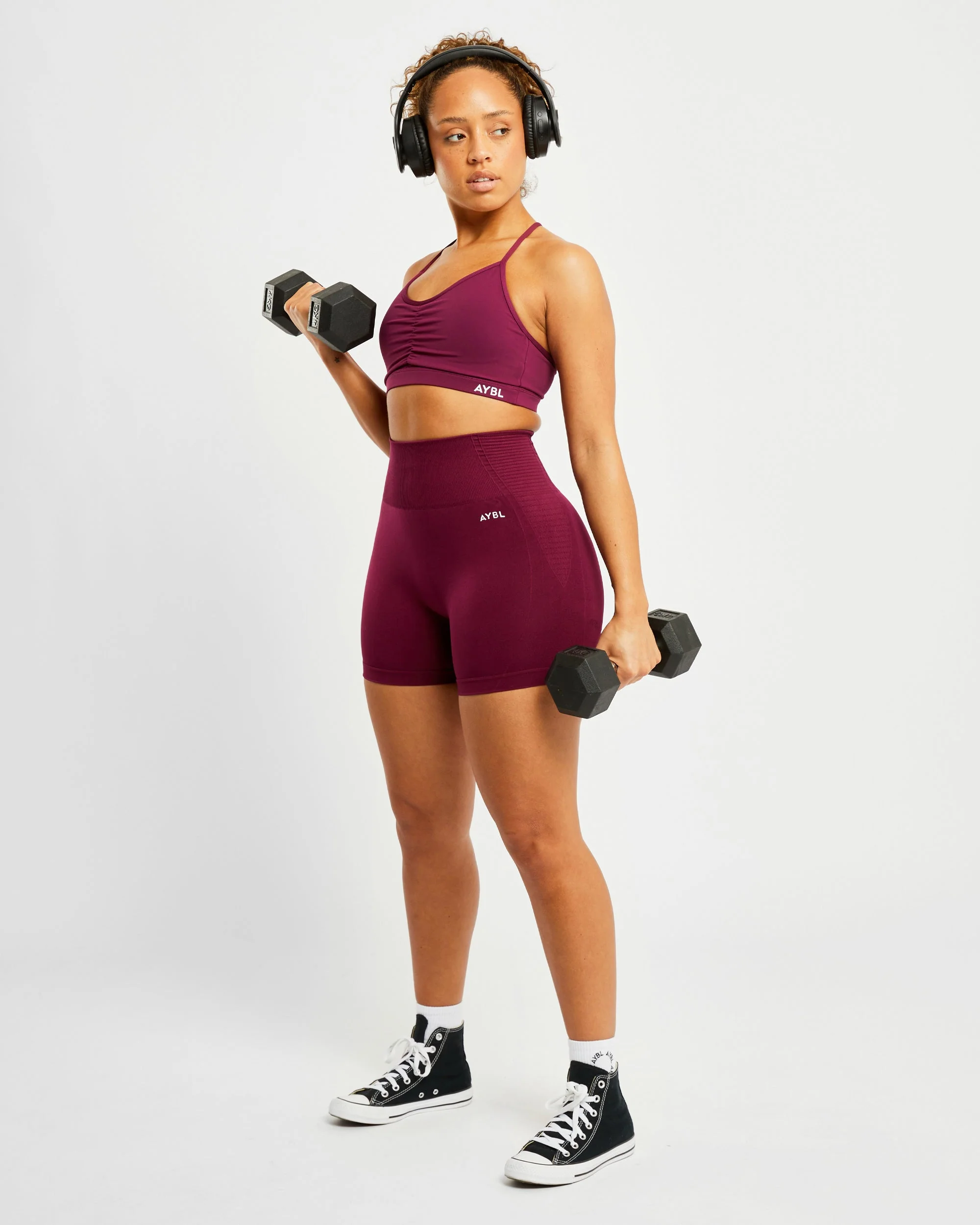 Essential Ruched Sports Bra - Violet Wine - Image 8