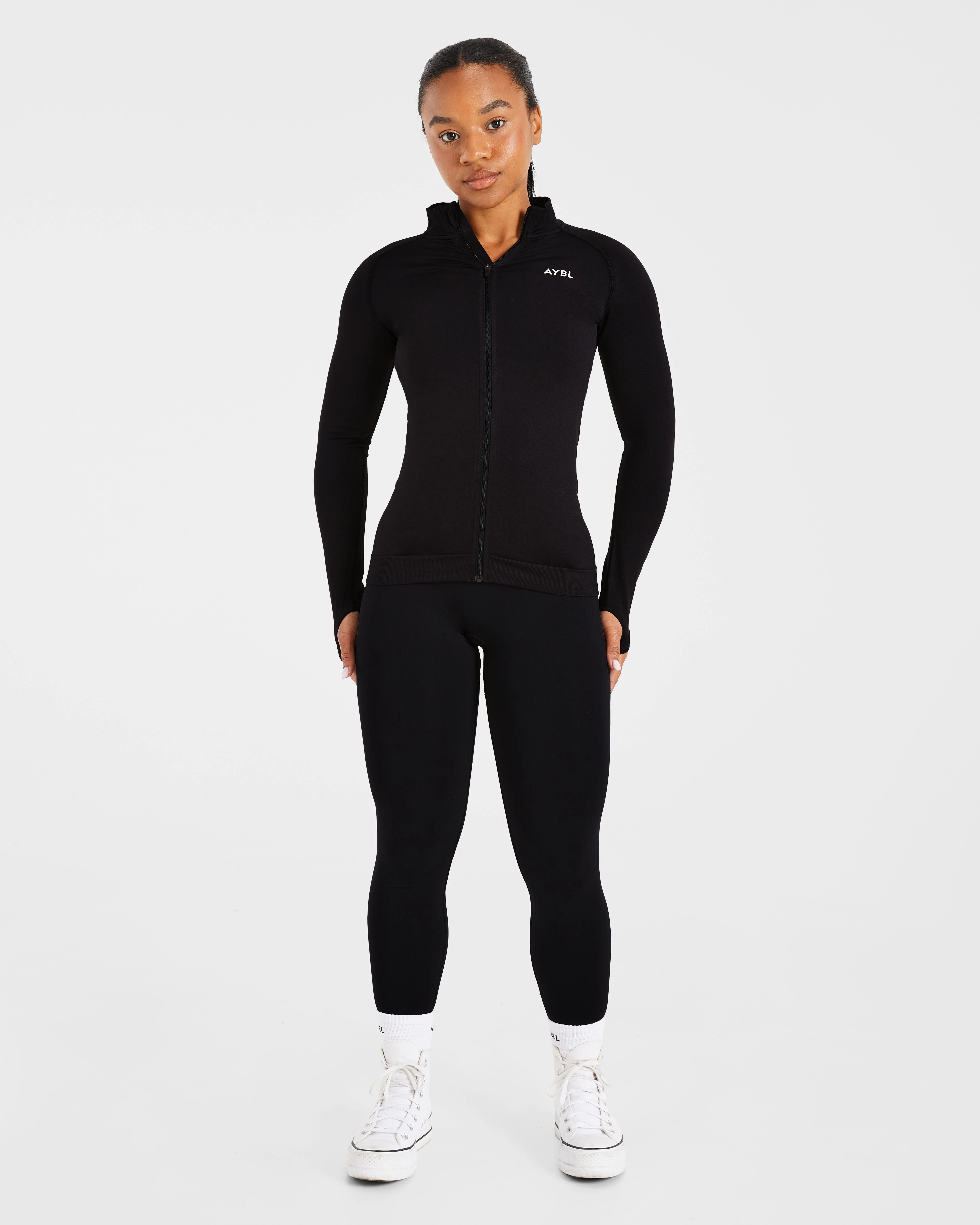 Essential Seamless Zip Jacket - Noir - Image 3