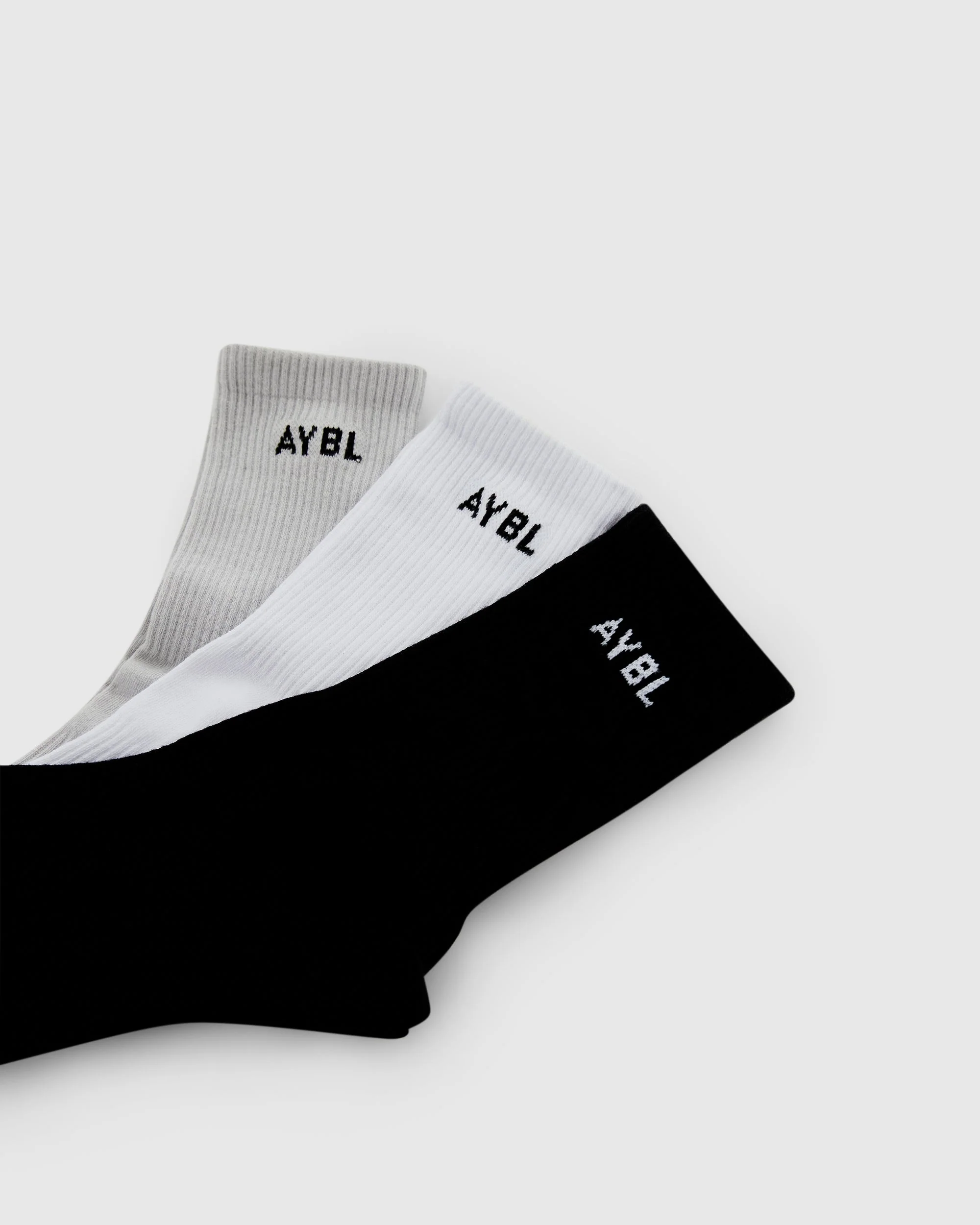 Everyday Crew Socks (3 Pack) - Black/White/Grey - Image 5