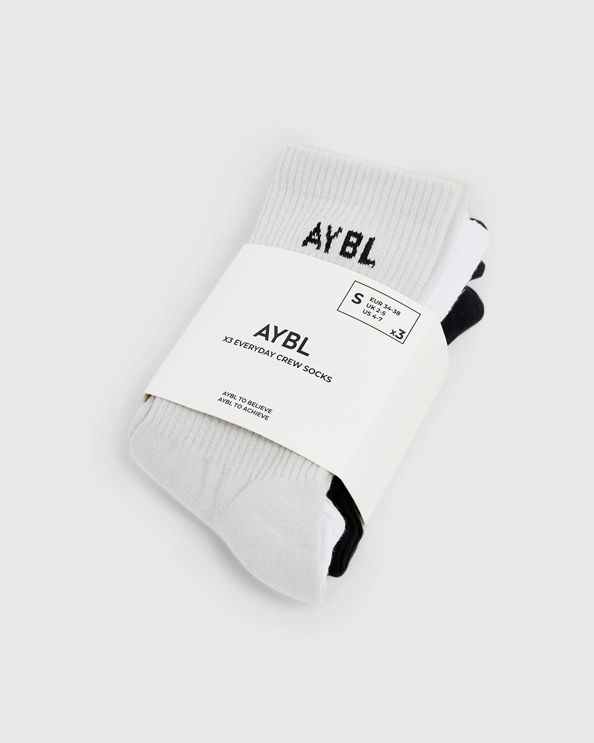 Everyday Crew Socks (3 Pack) - Black/White/Grey - Image 6