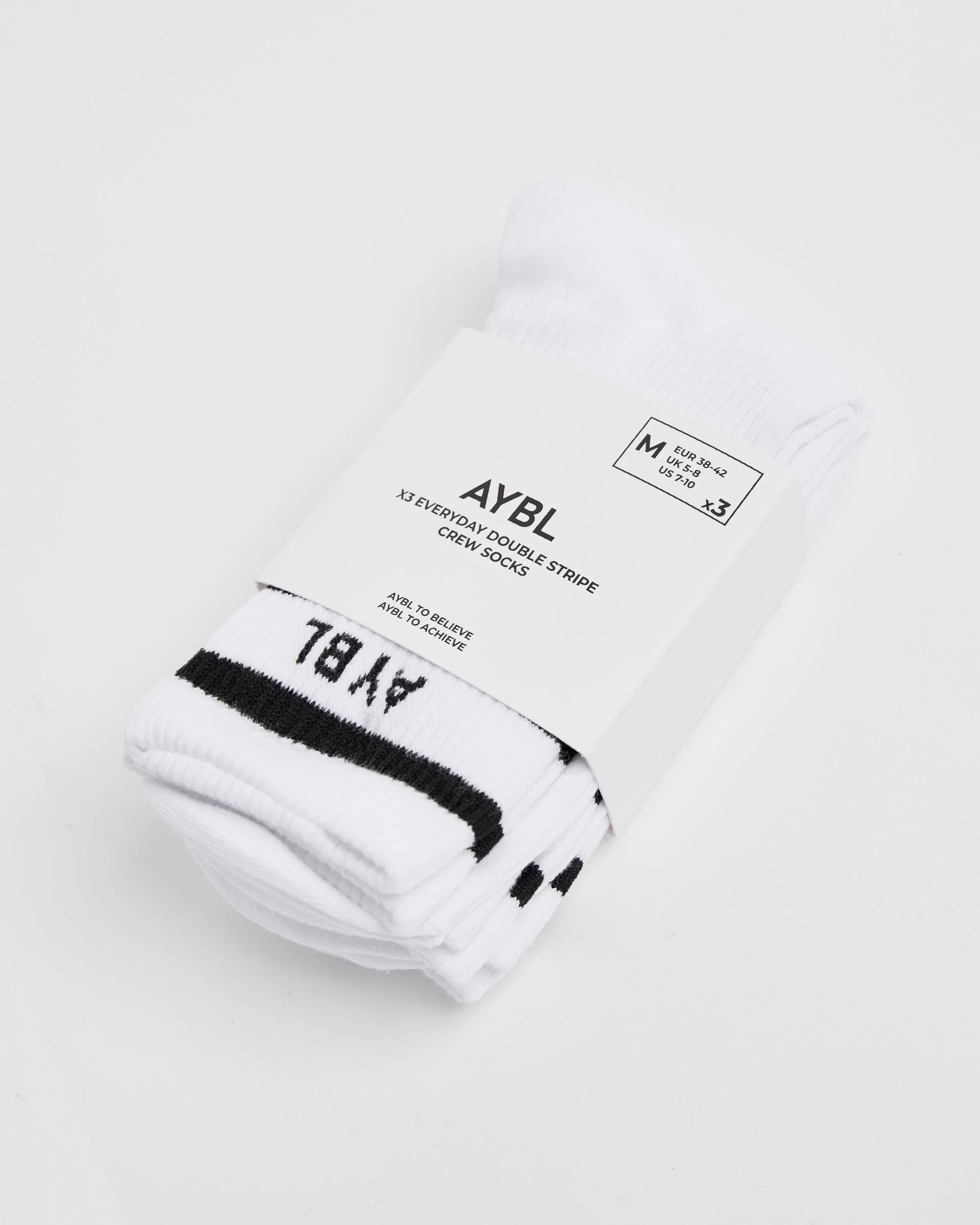 Everyday Double Stripe Crew Socks (3 Pack) - Blanc - Image 4