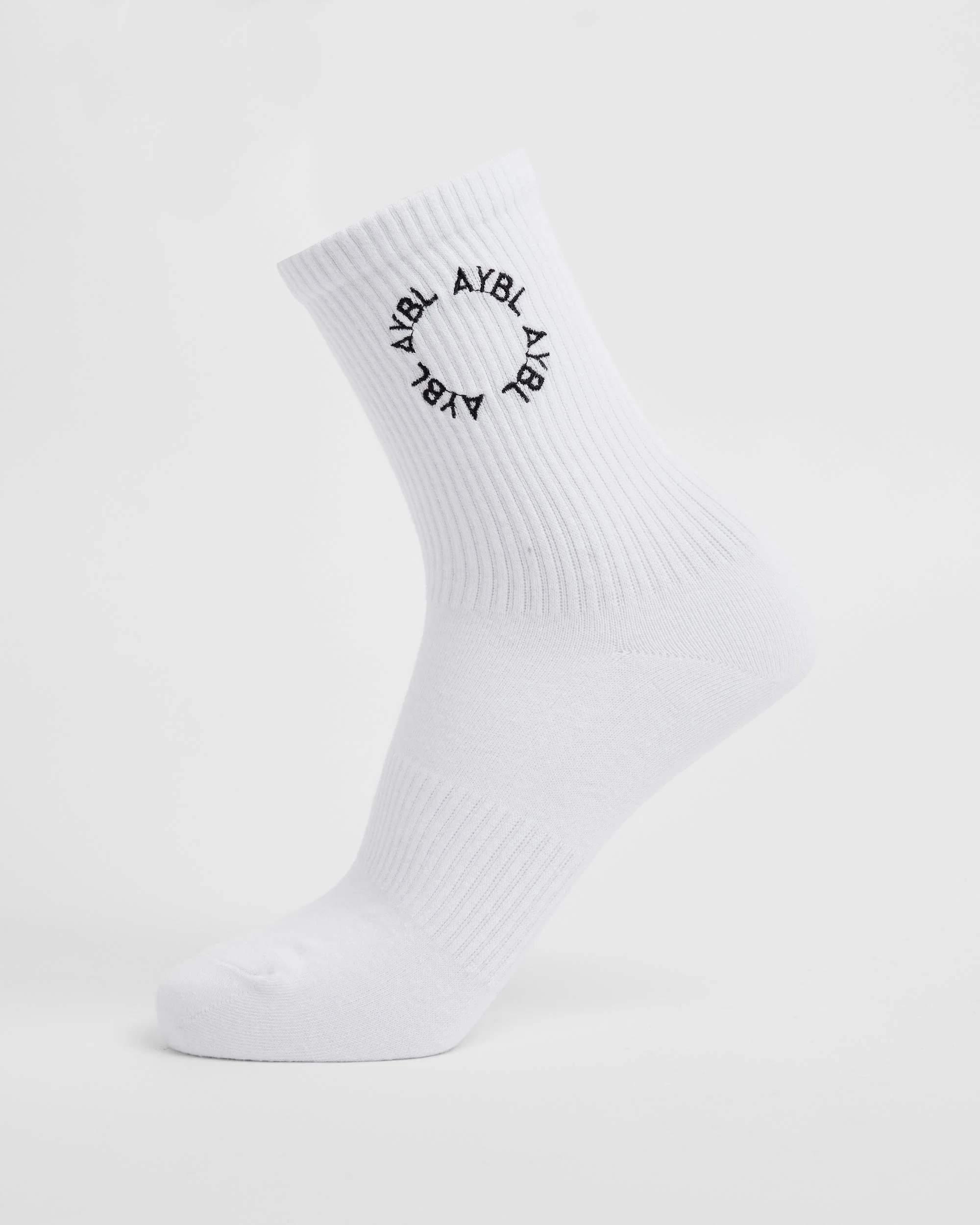 Everyday Embroidered Crew Socks (3 Pack) - Blanc - Image 3