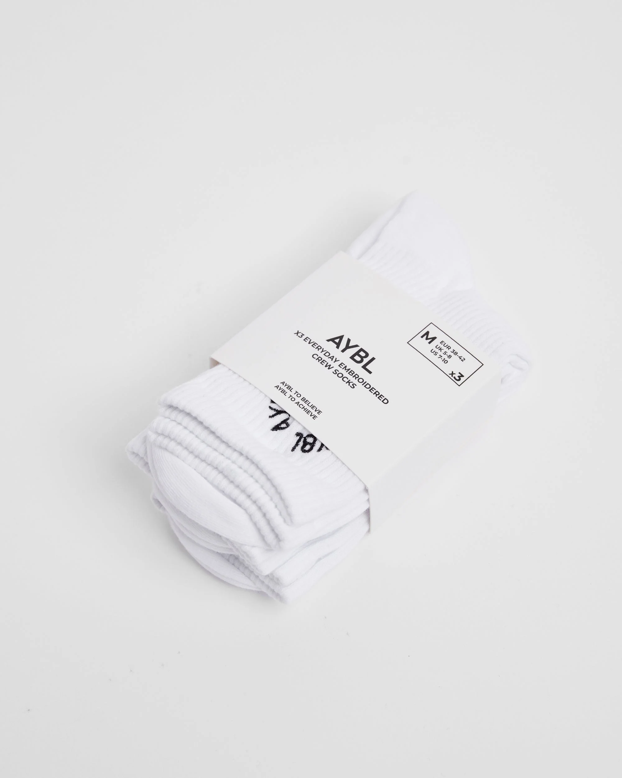 Everyday Embroidered Crew Socks (3 Pack) - Blanc - Image 4