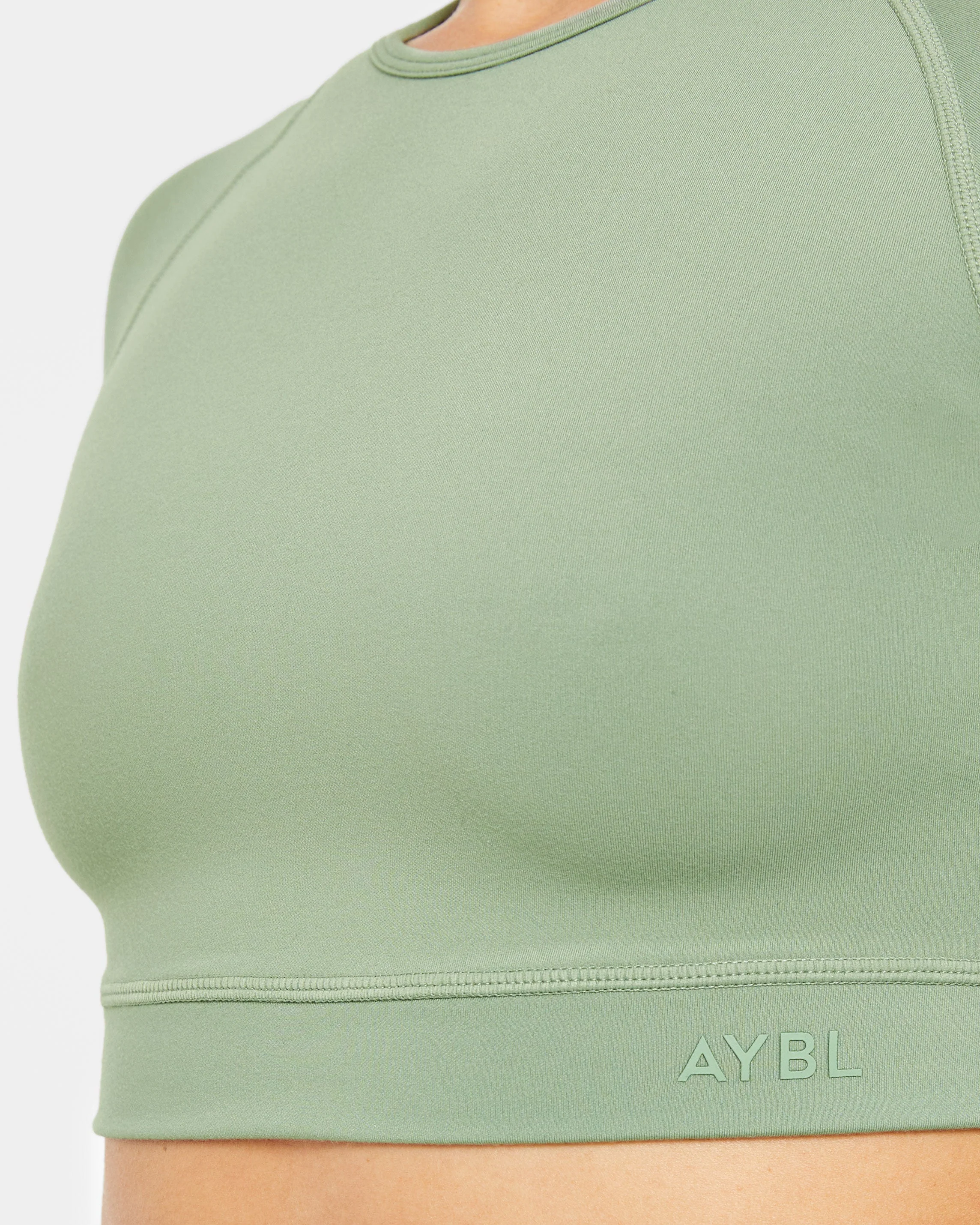 Staple Long Sleeve Crop Top - Olive Vert - Image 5